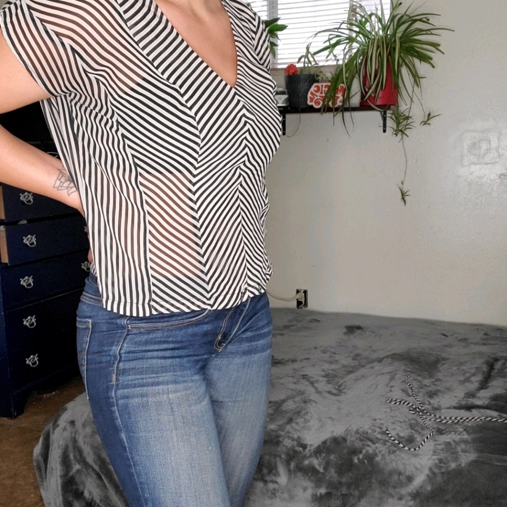 Stripe & Sheer Top